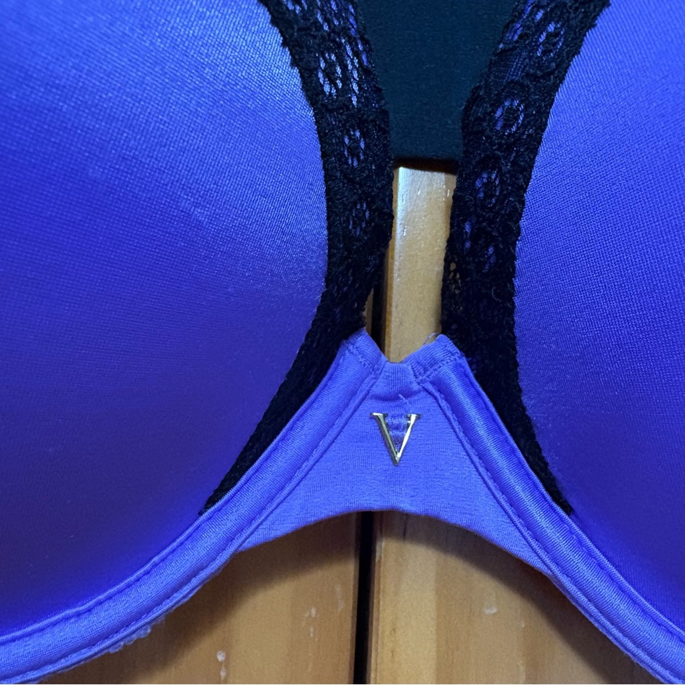 Victoria's Secret Very Sexy Push-up Purple and Black Lace T-Shirt Bra 38DD EUC - Picture 3 of 8